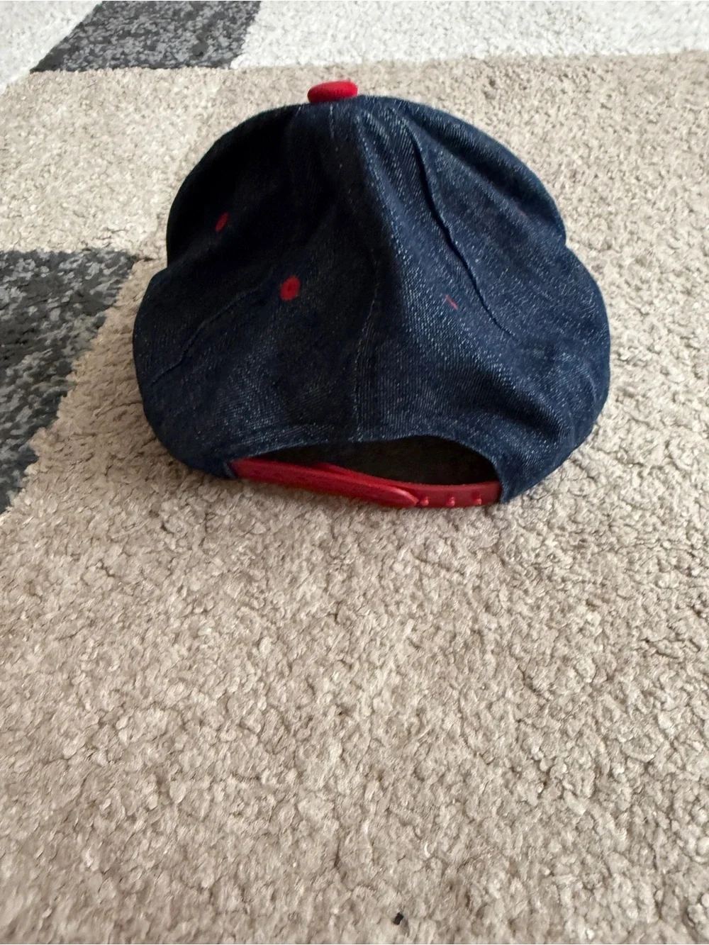 New Era Chicago Bulls Denim Snapback Youth Hat with Red Patterned Brim